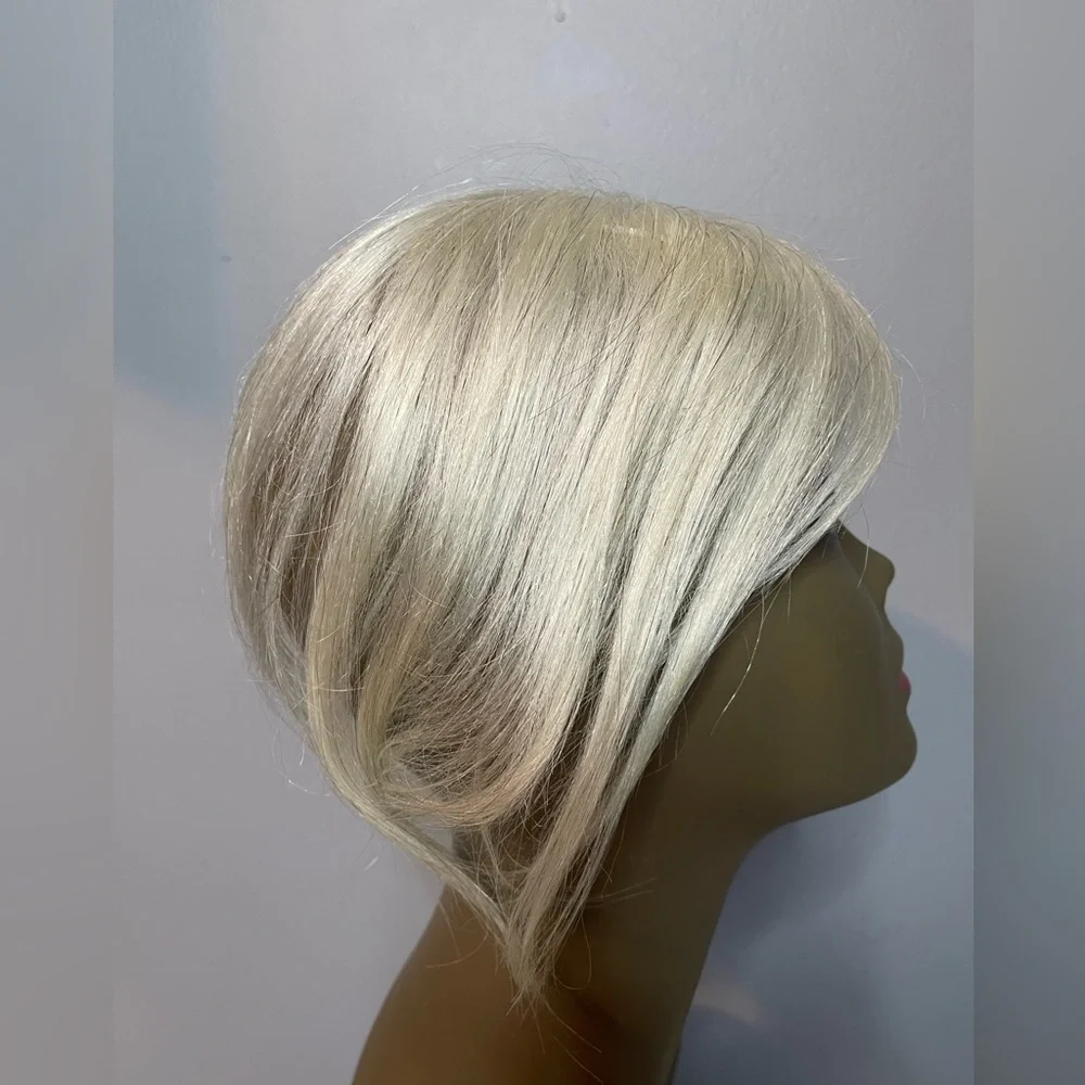 Lonai Silver Black Human Hair Topper | Real Hair Clip-In Wiglet new